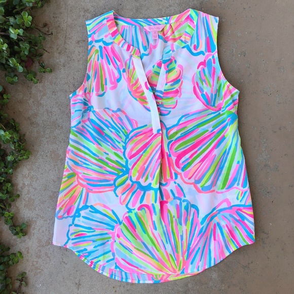 Lilly Pulitzer Tops - Lilly Pulitzer Shellabrate Silk Shell Stacey Top
